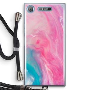 CaseCompany Roze explosie: Sony Xperia XZ1 Transparant Hoesje met koord