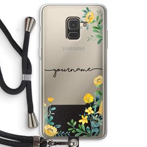 CaseCompany Gele bloemen: Samsung Galaxy A8 (2018) Transparant Hoesje met koord