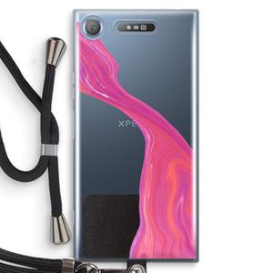 CaseCompany Paarse stroom: Sony Xperia XZ1 Transparant Hoesje met koord