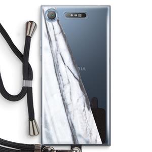 CaseCompany Gestreepte marmer: Sony Xperia XZ1 Transparant Hoesje met koord