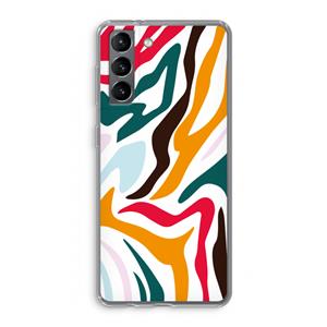 CaseCompany Colored Zebra: Samsung Galaxy S21 Transparant Hoesje