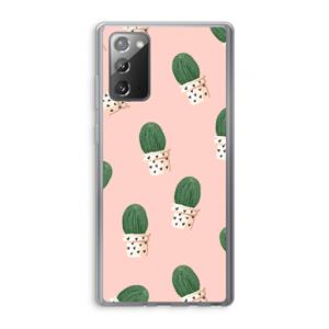 CaseCompany Cactusprint roze: Samsung Galaxy Note 20 / Note 20 5G Transparant Hoesje