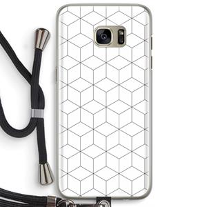 CaseCompany Zwart-witte kubussen: Samsung Galaxy S7 Edge Transparant Hoesje met koord