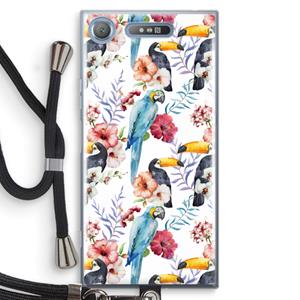 CaseCompany Bloemen tukan: Sony Xperia XZ1 Transparant Hoesje met koord