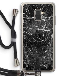 CaseCompany Zwart marmer: Samsung Galaxy A8 (2018) Transparant Hoesje met koord