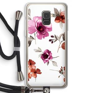 CaseCompany Geschilderde bloemen: Samsung Galaxy A8 (2018) Transparant Hoesje met koord