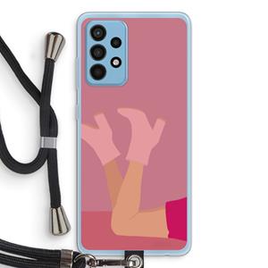 CaseCompany Pink boots: Samsung Galaxy A52 Transparant Hoesje met koord