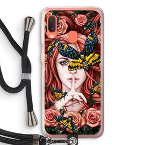 CaseCompany Lady Moth: Samsung Galaxy A20e Transparant Hoesje met koord
