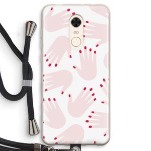 CaseCompany Hands pink: Xiaomi Redmi 5 Transparant Hoesje met koord
