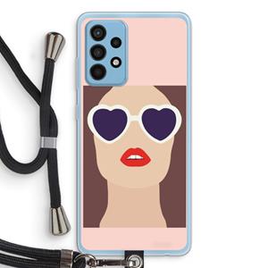 CaseCompany Red lips: Samsung Galaxy A52 Transparant Hoesje met koord