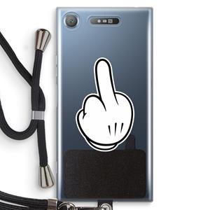 CaseCompany Middle finger white: Sony Xperia XZ1 Transparant Hoesje met koord