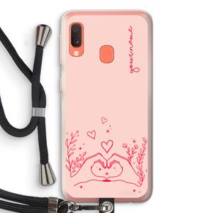 CaseCompany Love is in the air: Samsung Galaxy A20e Transparant Hoesje met koord