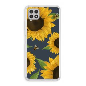 CaseCompany Sunflower and bees: Samsung Galaxy A22 4G Transparant Hoesje