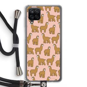 CaseCompany Alpacas: Samsung Galaxy A12 Transparant Hoesje met koord