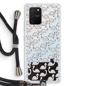 CaseCompany Zwanen: Samsung Galaxy S10 Lite Transparant Hoesje met koord