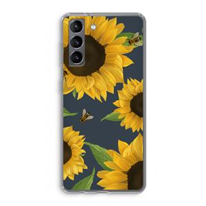 CaseCompany Sunflower and bees: Samsung Galaxy S21 Transparant Hoesje