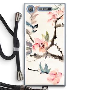 CaseCompany Japanse bloemen: Sony Xperia XZ1 Transparant Hoesje met koord