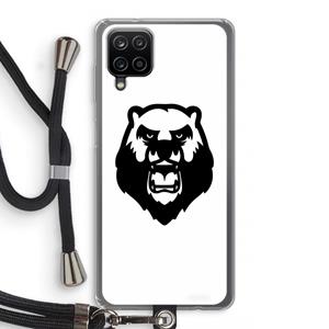 CaseCompany Angry Bear (white): Samsung Galaxy A12 Transparant Hoesje met koord