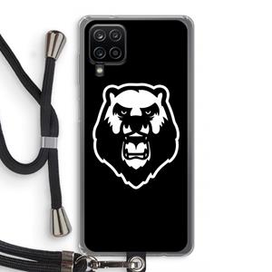 CaseCompany Angry Bear (black): Samsung Galaxy A12 Transparant Hoesje met koord