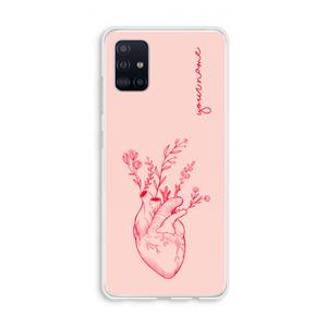 CaseCompany Blooming Heart: Galaxy A51 4G Transparant Hoesje