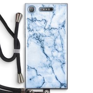 CaseCompany Blauw marmer: Sony Xperia XZ1 Transparant Hoesje met koord