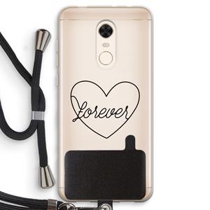 CaseCompany Forever heart black: Xiaomi Redmi 5 Transparant Hoesje met koord