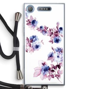 CaseCompany Waterverf bloemen: Sony Xperia XZ1 Transparant Hoesje met koord