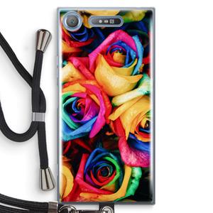 CaseCompany Neon bloemen: Sony Xperia XZ1 Transparant Hoesje met koord