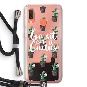 CaseCompany Cactus quote: Samsung Galaxy A20e Transparant Hoesje met koord