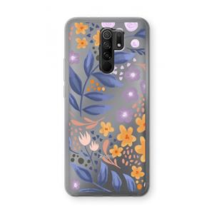 CaseCompany Flowers with blue leaves: Xiaomi Redmi 9 Transparant Hoesje