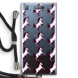 CaseCompany Musketon Unicorn: Sony Xperia XZ1 Transparant Hoesje met koord