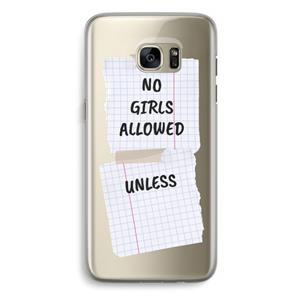 CaseCompany No Girls Allowed Unless: Samsung Galaxy S7 Edge Transparant Hoesje