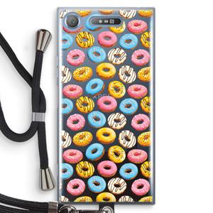 CaseCompany Pink donuts: Sony Xperia XZ1 Transparant Hoesje met koord