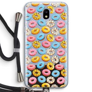 CaseCompany Pink donuts: Samsung Galaxy J5 (2017) Transparant Hoesje met koord