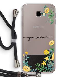 CaseCompany Gele bloemen: Samsung Galaxy J4 Plus Transparant Hoesje met koord