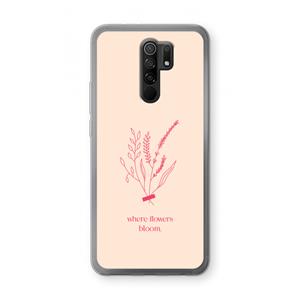 CaseCompany Where flowers bloom: Xiaomi Redmi 9 Transparant Hoesje