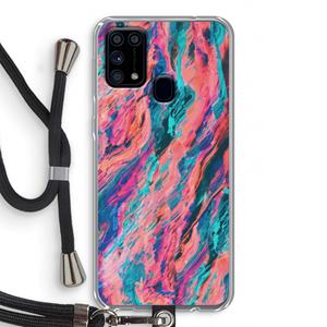 CaseCompany Electric Times: Samsung Galaxy M31 Transparant Hoesje met koord