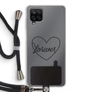 CaseCompany Forever heart black: Samsung Galaxy A12 Transparant Hoesje met koord