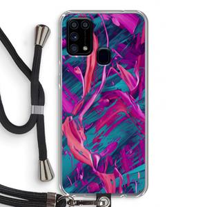 CaseCompany Pink Clouds: Samsung Galaxy M31 Transparant Hoesje met koord