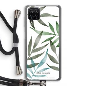CaseCompany Tropical watercolor leaves: Samsung Galaxy A12 Transparant Hoesje met koord
