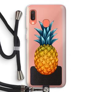 CaseCompany Grote ananas: Samsung Galaxy A20e Transparant Hoesje met koord