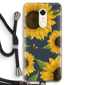 CaseCompany Sunflower and bees: Xiaomi Redmi 5 Transparant Hoesje met koord