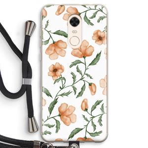 CaseCompany Peachy flowers: Xiaomi Redmi 5 Transparant Hoesje met koord