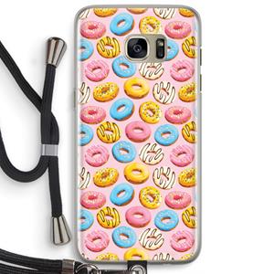 CaseCompany Pink donuts: Samsung Galaxy S7 Edge Transparant Hoesje met koord
