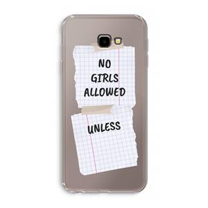 CaseCompany No Girls Allowed Unless: Samsung Galaxy J4 Plus Transparant Hoesje