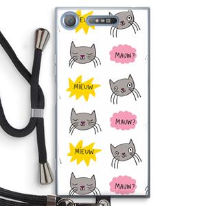 CaseCompany Meow: Sony Xperia XZ1 Transparant Hoesje met koord