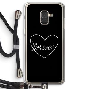 CaseCompany Forever heart black: Samsung Galaxy A8 (2018) Transparant Hoesje met koord