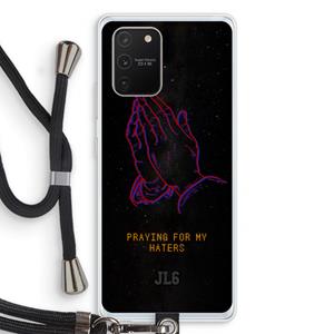 CaseCompany Praying For My Haters: Samsung Galaxy S10 Lite Transparant Hoesje met koord
