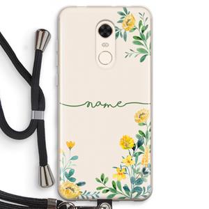 CaseCompany Gele bloemen: Xiaomi Redmi 5 Transparant Hoesje met koord