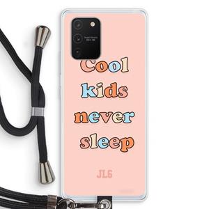 CaseCompany Cool Kids Never Sleep: Samsung Galaxy S10 Lite Transparant Hoesje met koord